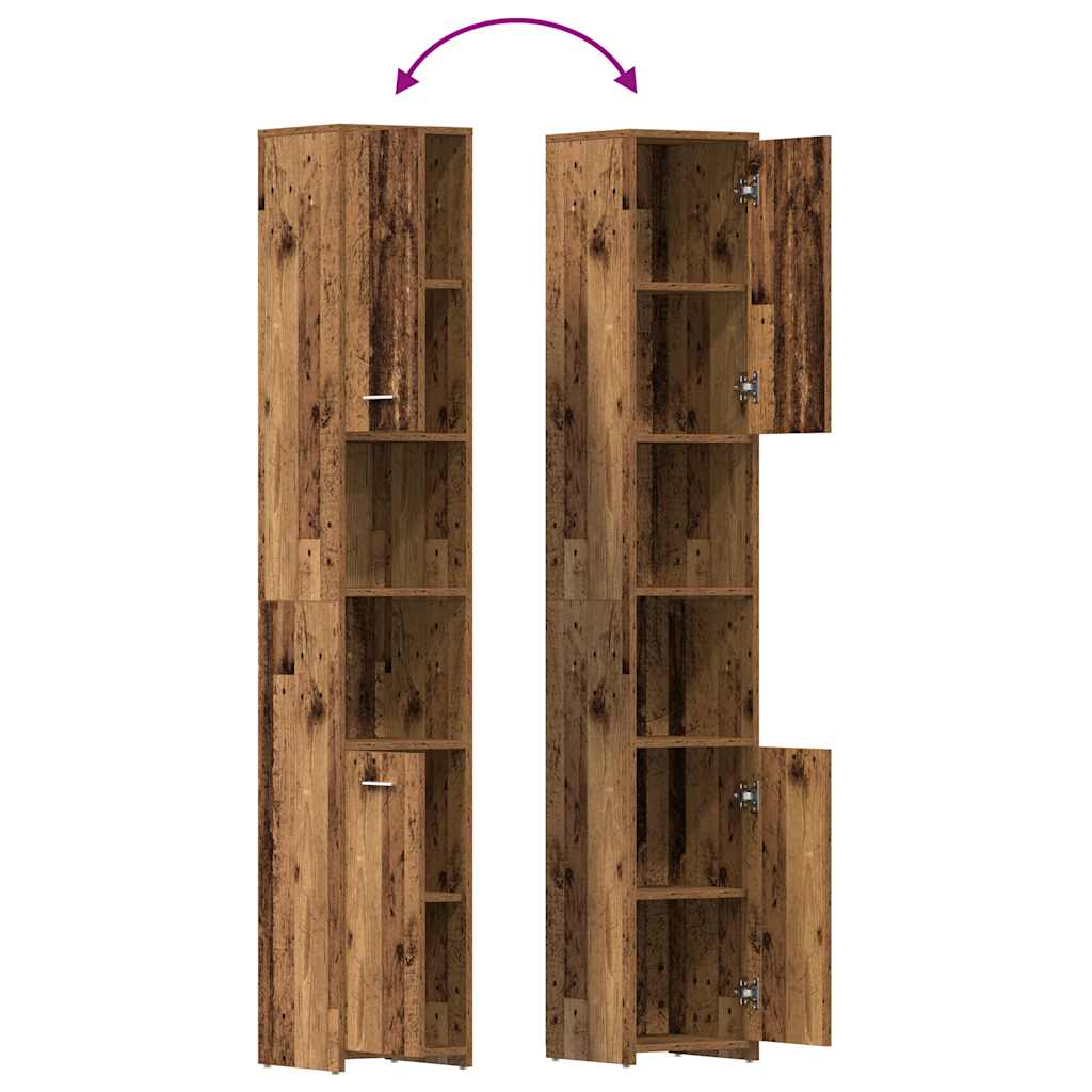 Badschrank Altholz-Optik 30x30x183,5 cm Holzwerkstoff