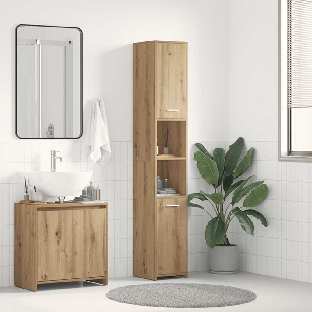 Artisan oak bathroom cabinet 30x30x183.5 cm made of wood material