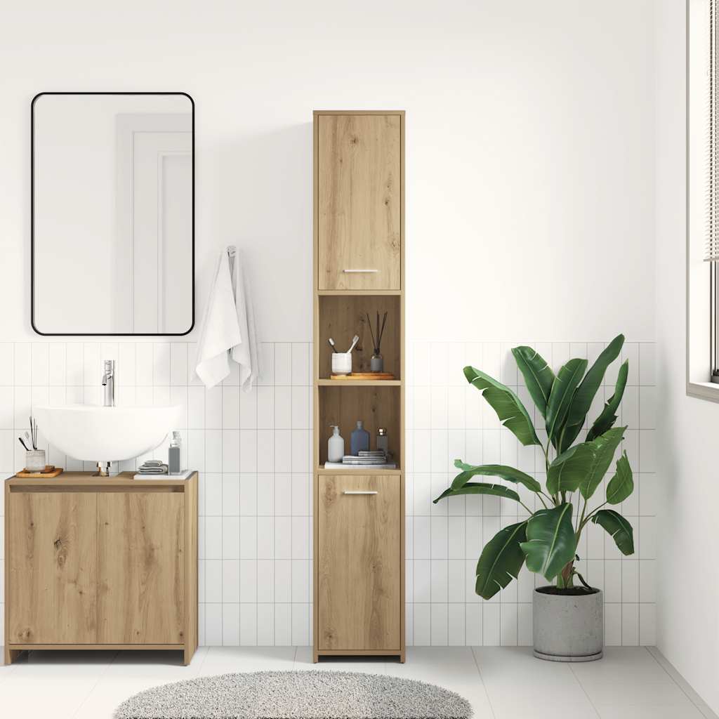 Artisan oak bathroom cabinet 30x30x183.5 cm made of wood material