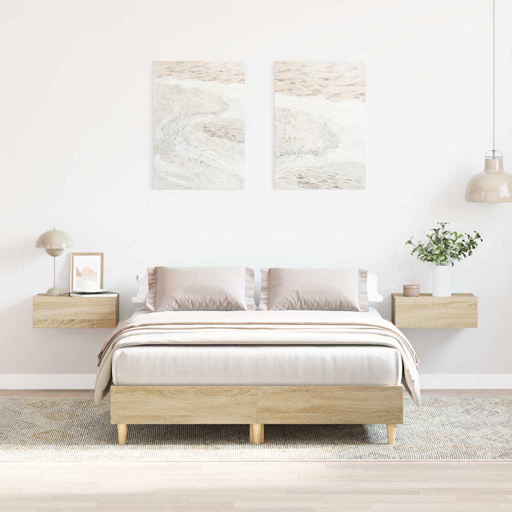 Bed frame without mattress Sonoma oak 120x200 cm wood material