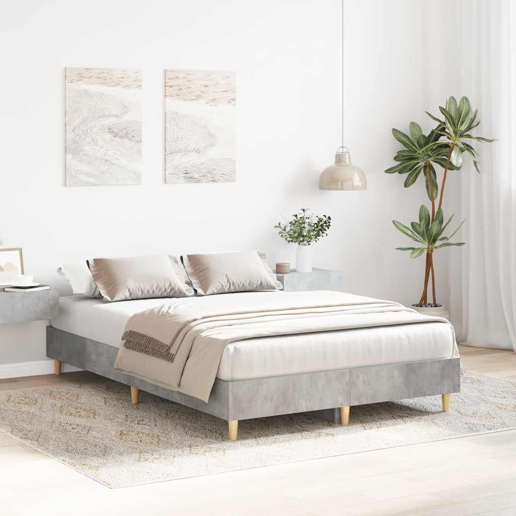 Bed frame without mattress concrete grey 120x200 cm wood material