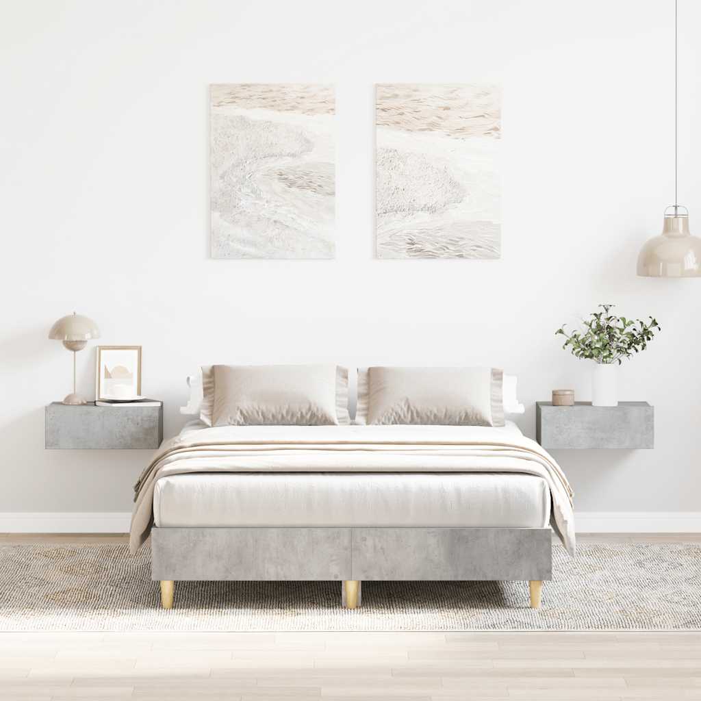 Bed frame without mattress concrete grey 120x200 cm wood material