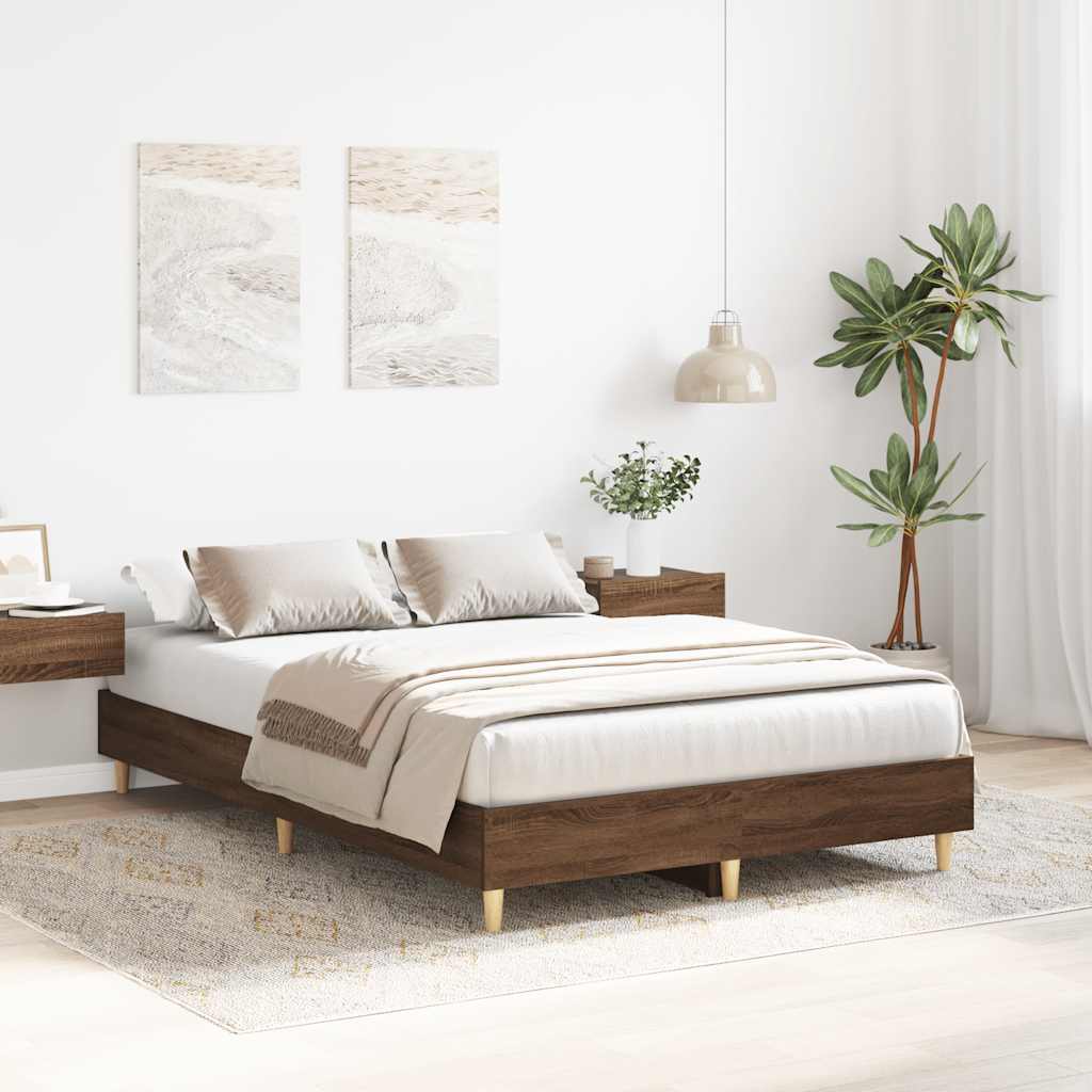 Bed frame without mattress brown oak look 120x200 cm