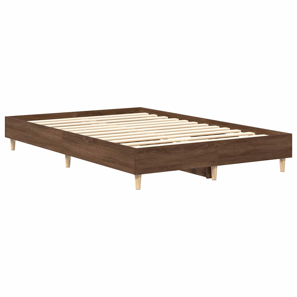 Bed frame without mattress brown oak look 120x200 cm