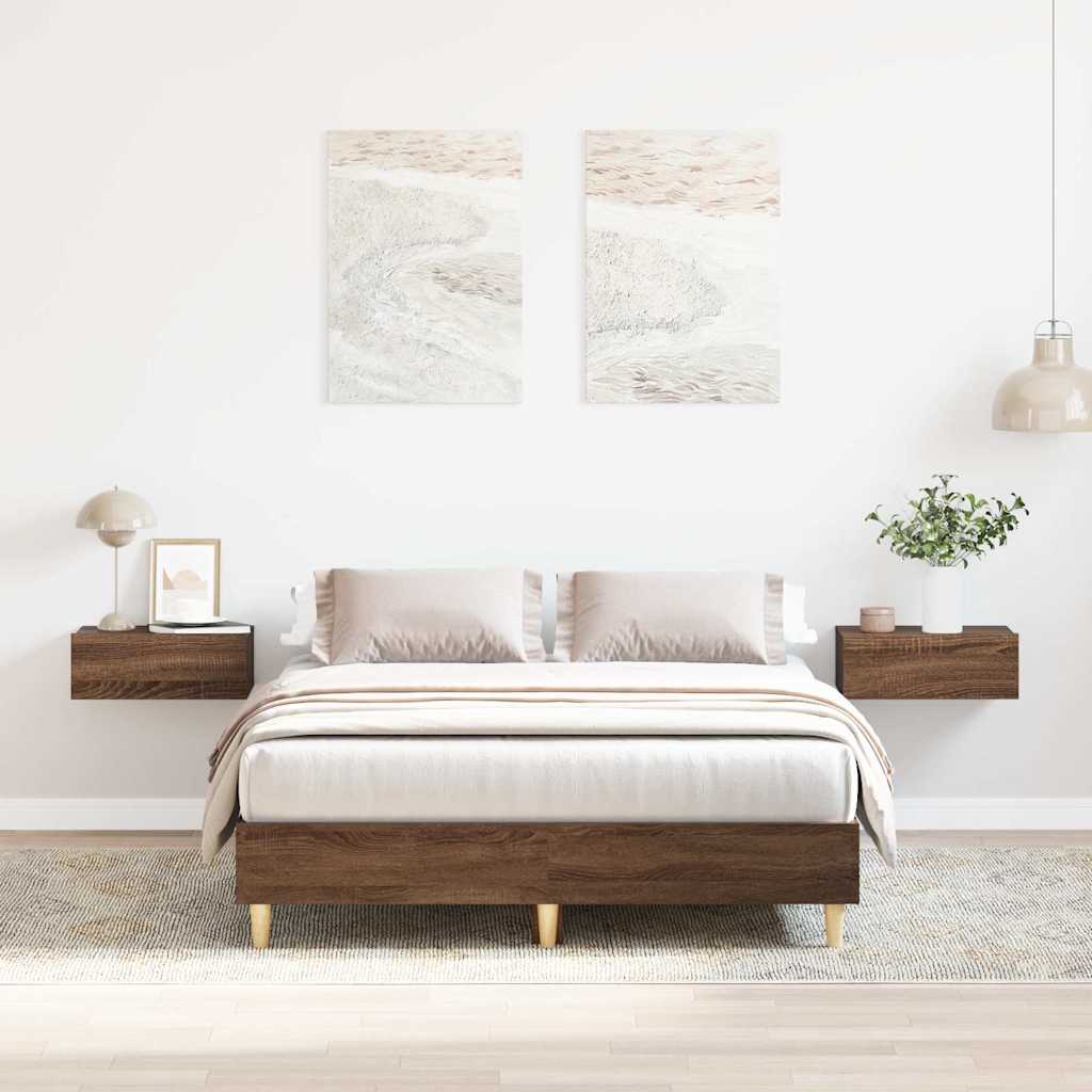 Bed frame without mattress brown oak look 120x200 cm