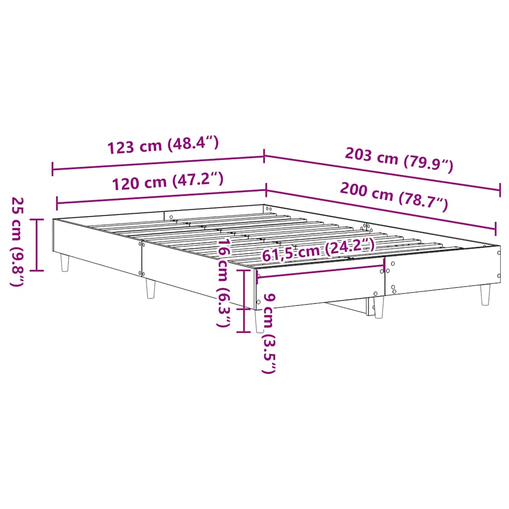 Bettgestell ohne Matratze Artisan-Eiche 120x200cm Holzwerkstoff