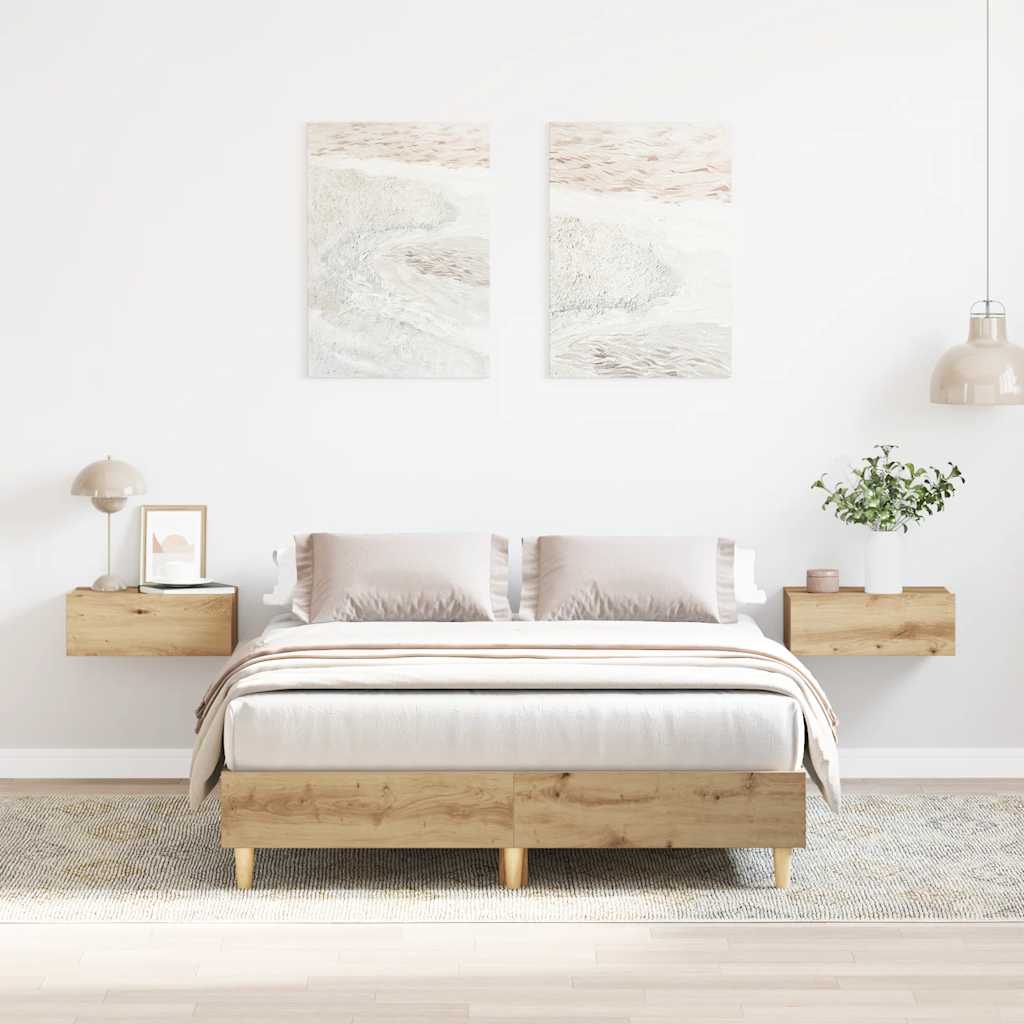 Bed frame without mattress Artisan oak 120x200cm wood material