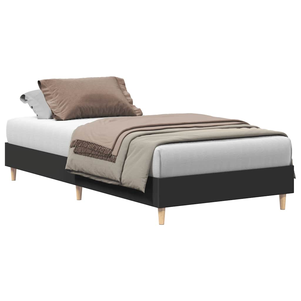 Bed frame without mattress Black 100x200 cm wood material