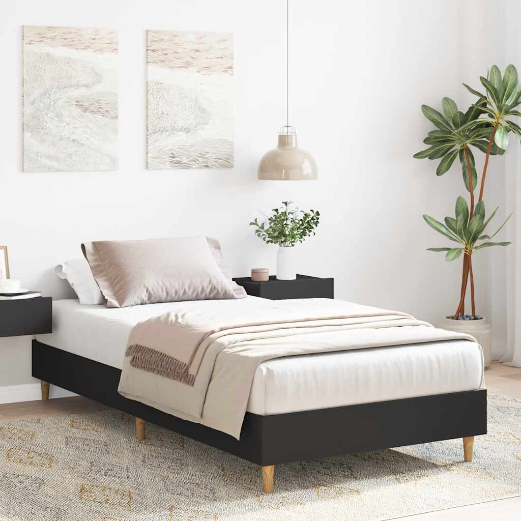 Bed frame without mattress Black 100x200 cm wood material