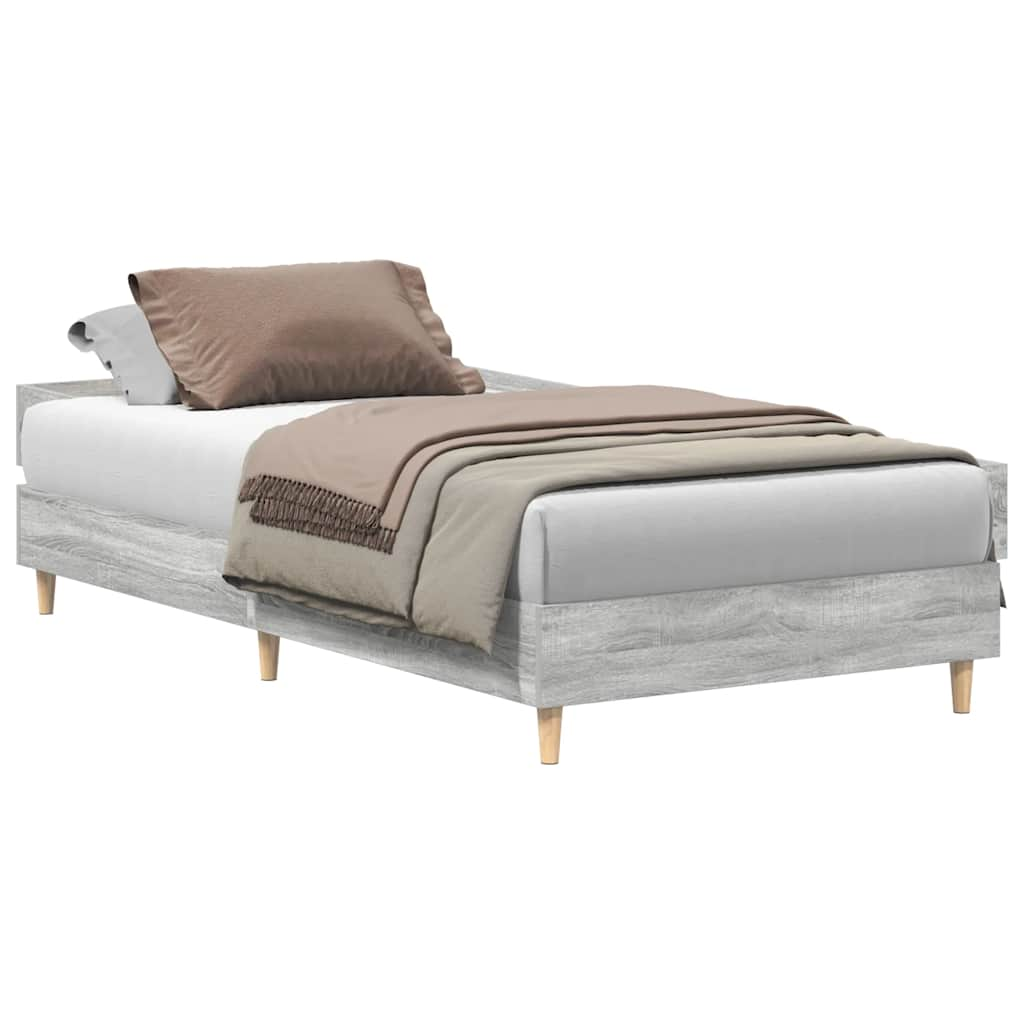 Bed frame without mattress Grey Sonoma 100x200 cm wood material