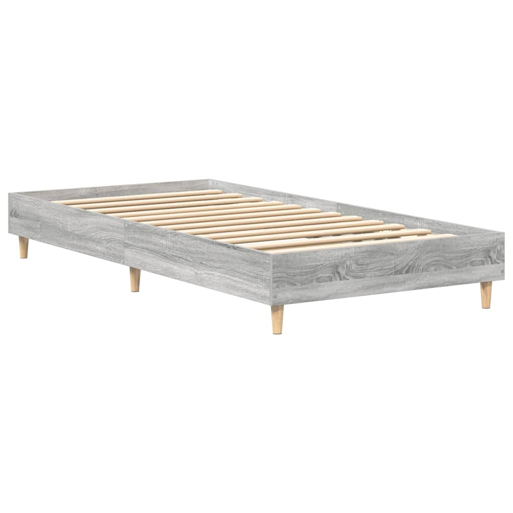 Bed frame without mattress Grey Sonoma 100x200 cm wood material