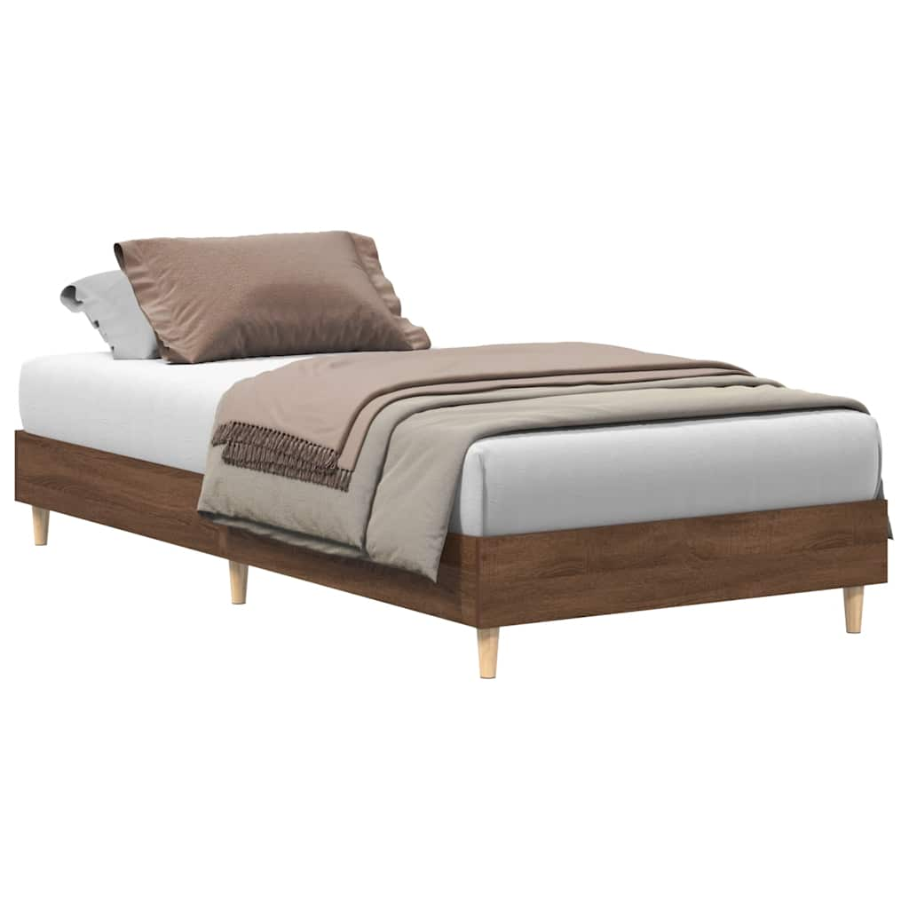 Bed frame without mattress brown oak look 100x200 cm