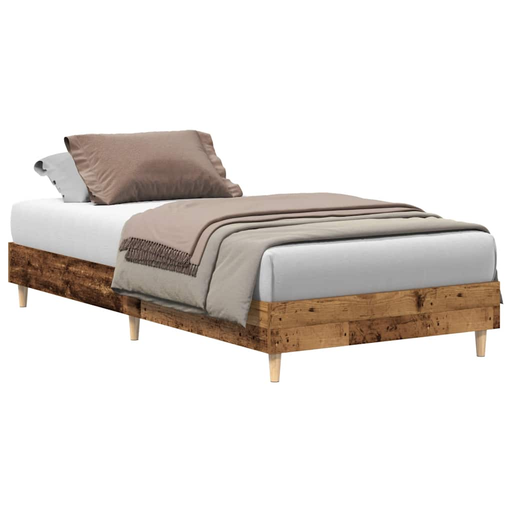 Bed frame without mattress old wood look 100x200cm wood material