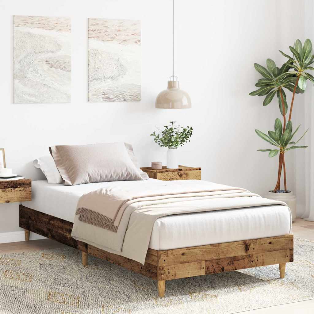 Bed frame without mattress old wood look 100x200cm wood material