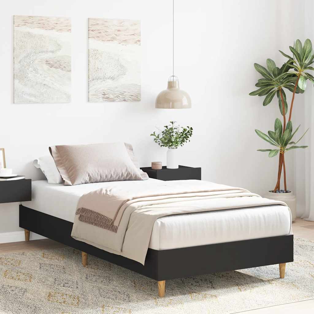 Bed frame without mattress Black 90x200 cm wood material