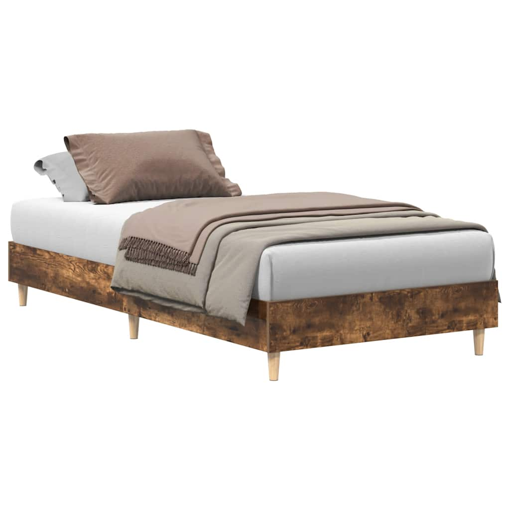 Bed frame without mattress smoked oak 90x200 cm wood material