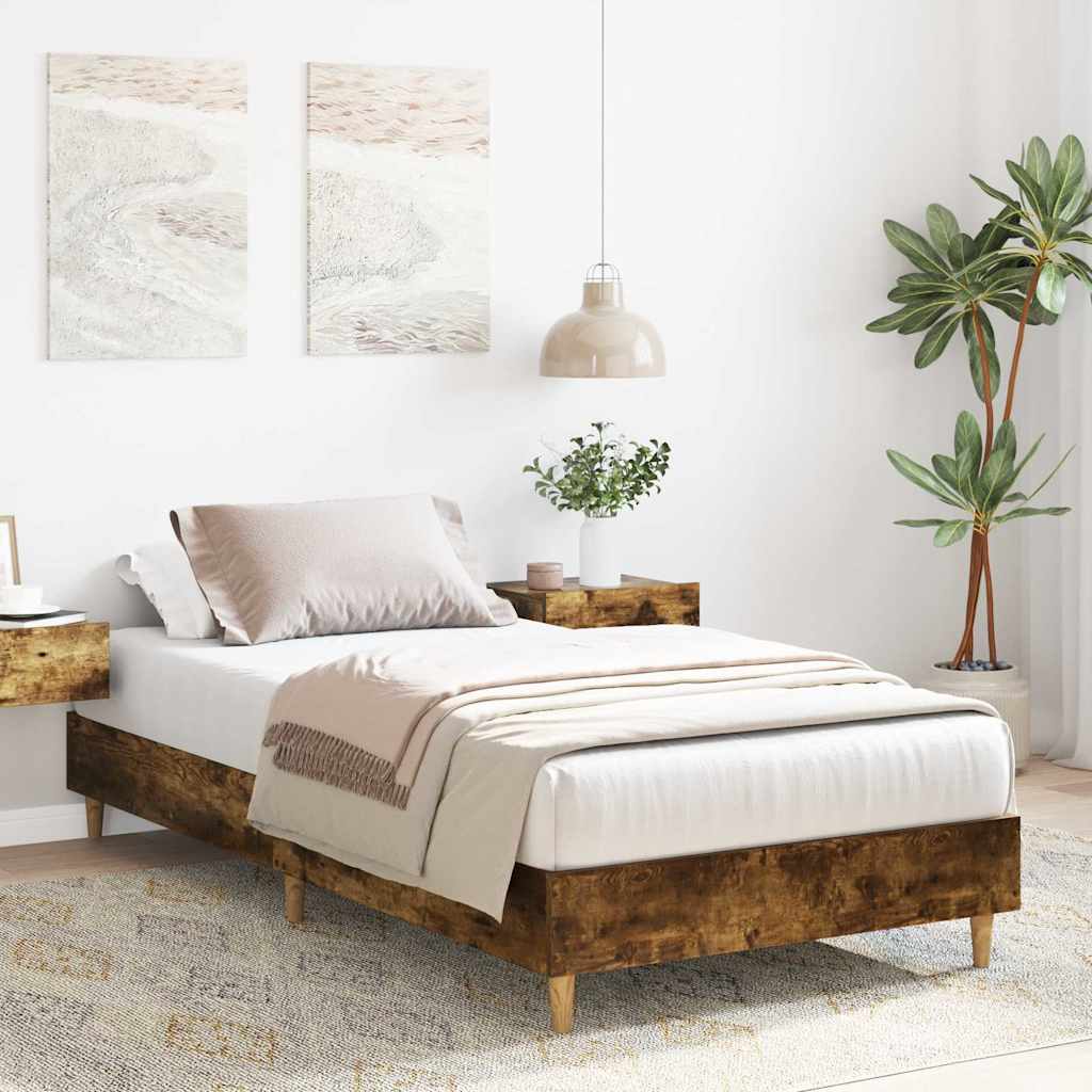 Bed frame without mattress smoked oak 90x200 cm wood material