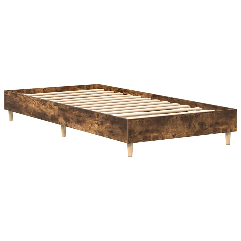 Bed frame without mattress smoked oak 90x200 cm wood material