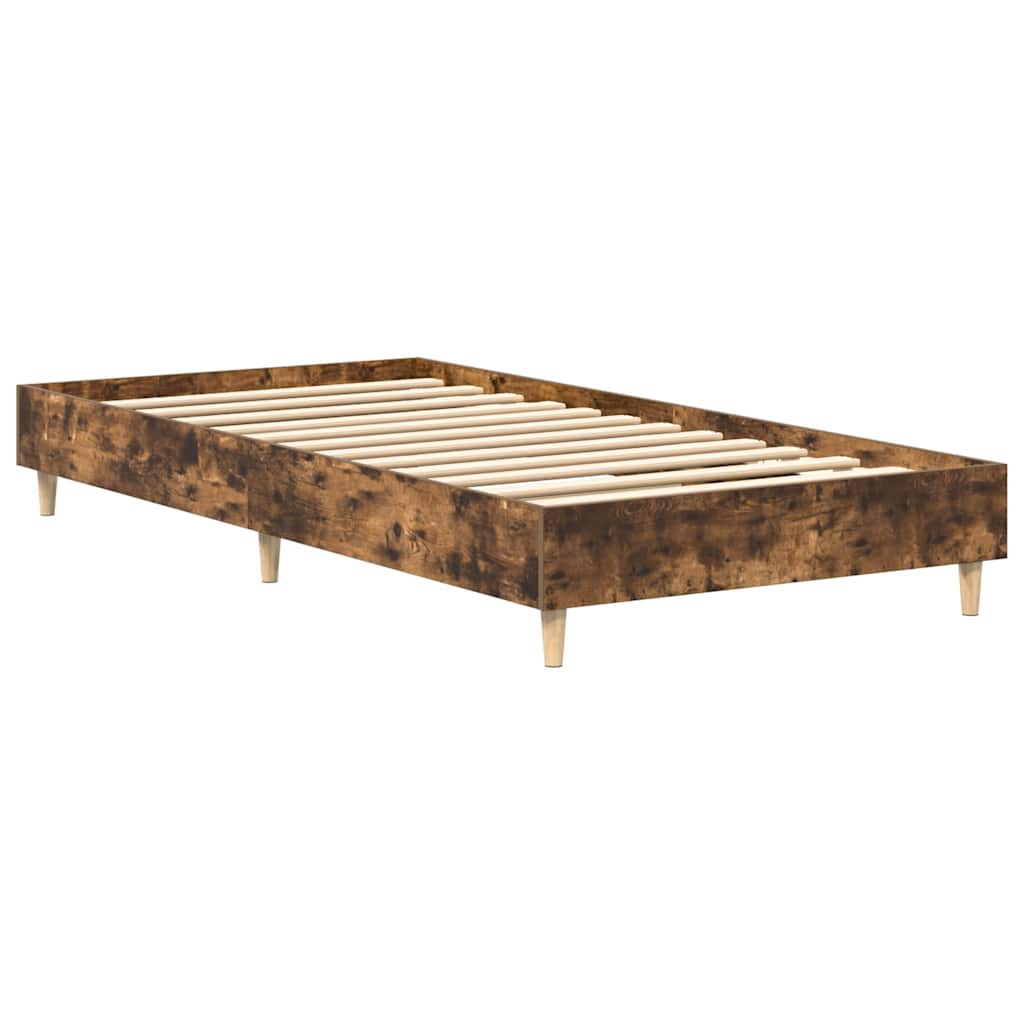 Bed frame without mattress smoked oak 90x200 cm wood material