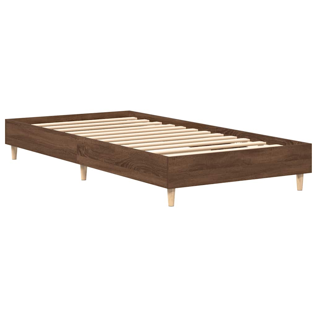 Bed frame without mattress brown oak look 90x200 cm