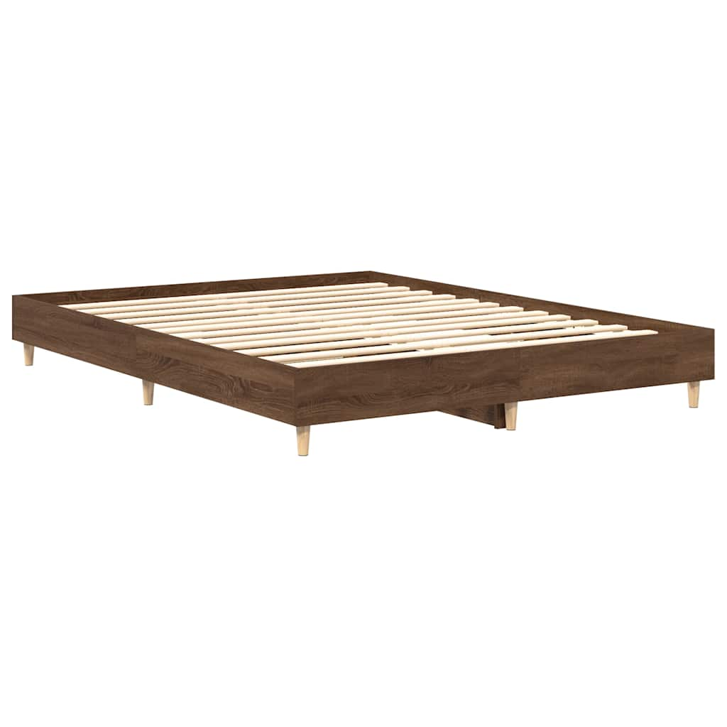 Bed frame without mattress brown oak look 90x200 cm