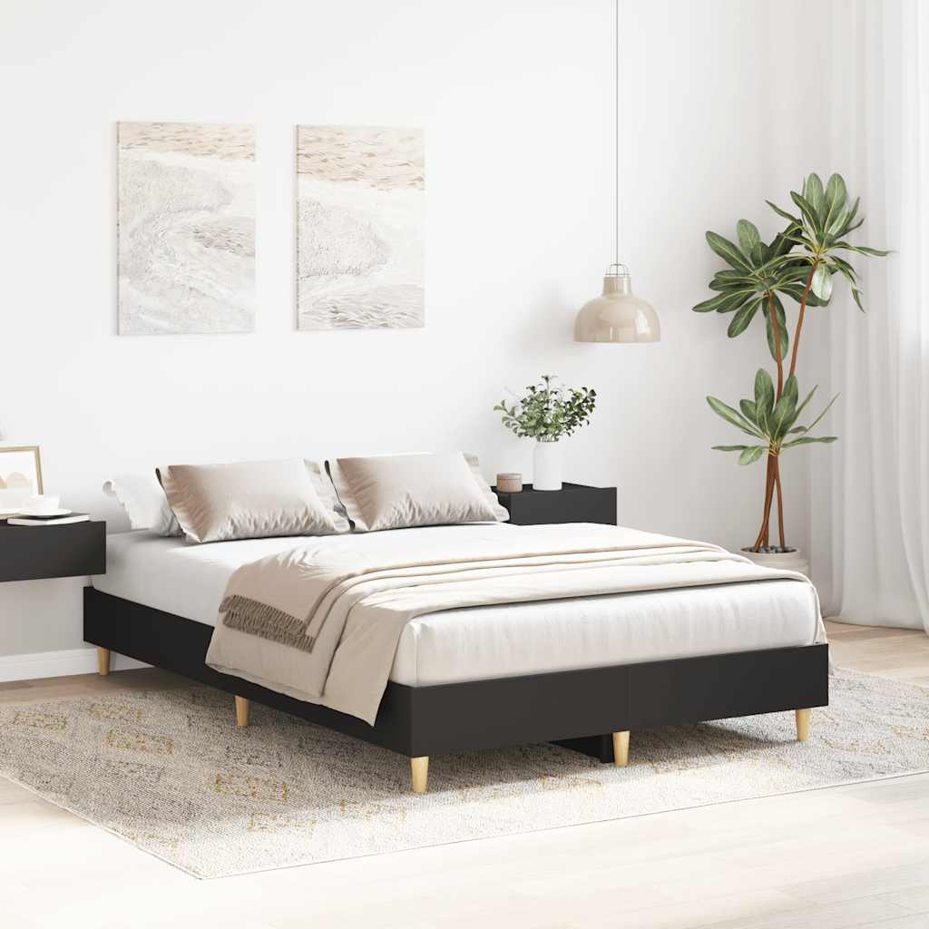 Bed frame without mattress Black 140x190 cm wood material