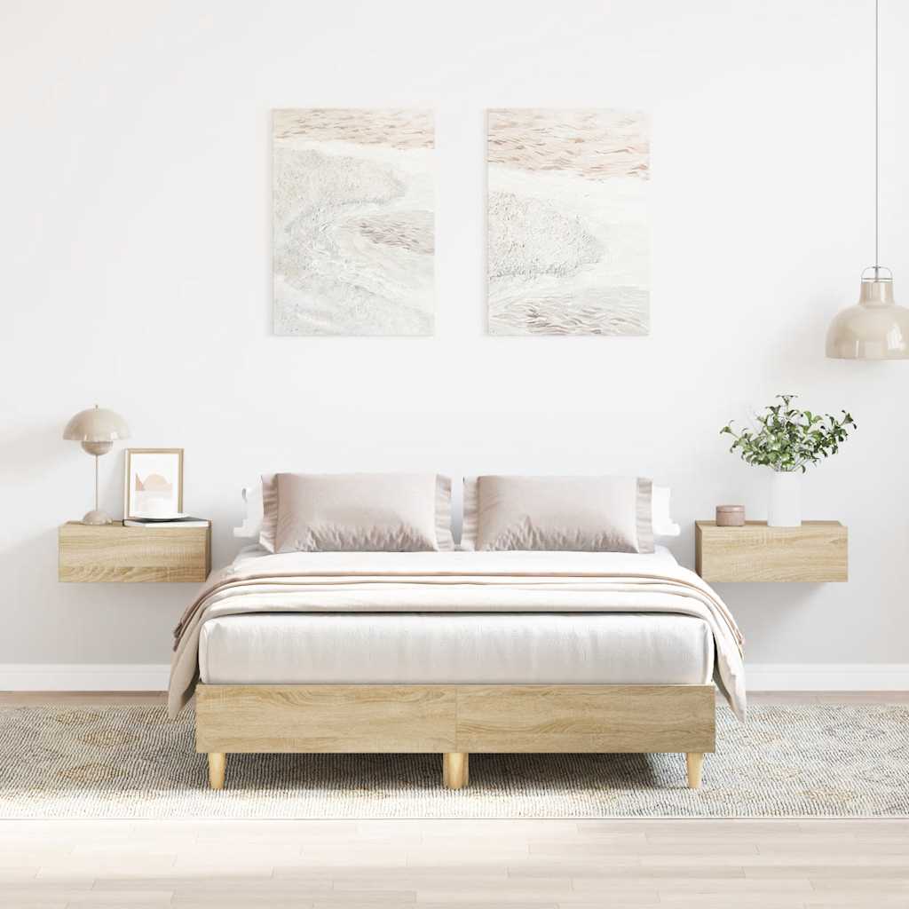 Bed frame without mattress Sonoma oak 140x190 cm wood material