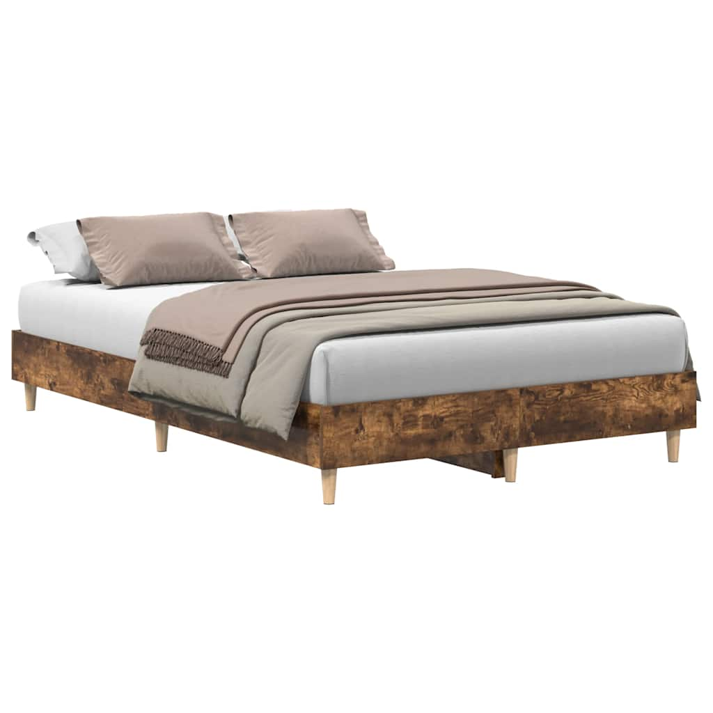 Bed frame without mattress smoked oak 140x190 cm wood material