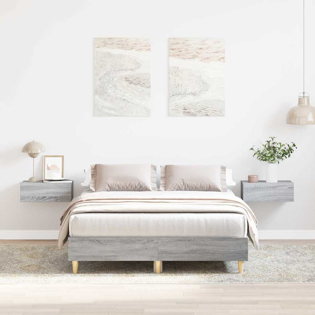 Bed frame without mattress Grey Sonoma 140x190 cm wood material