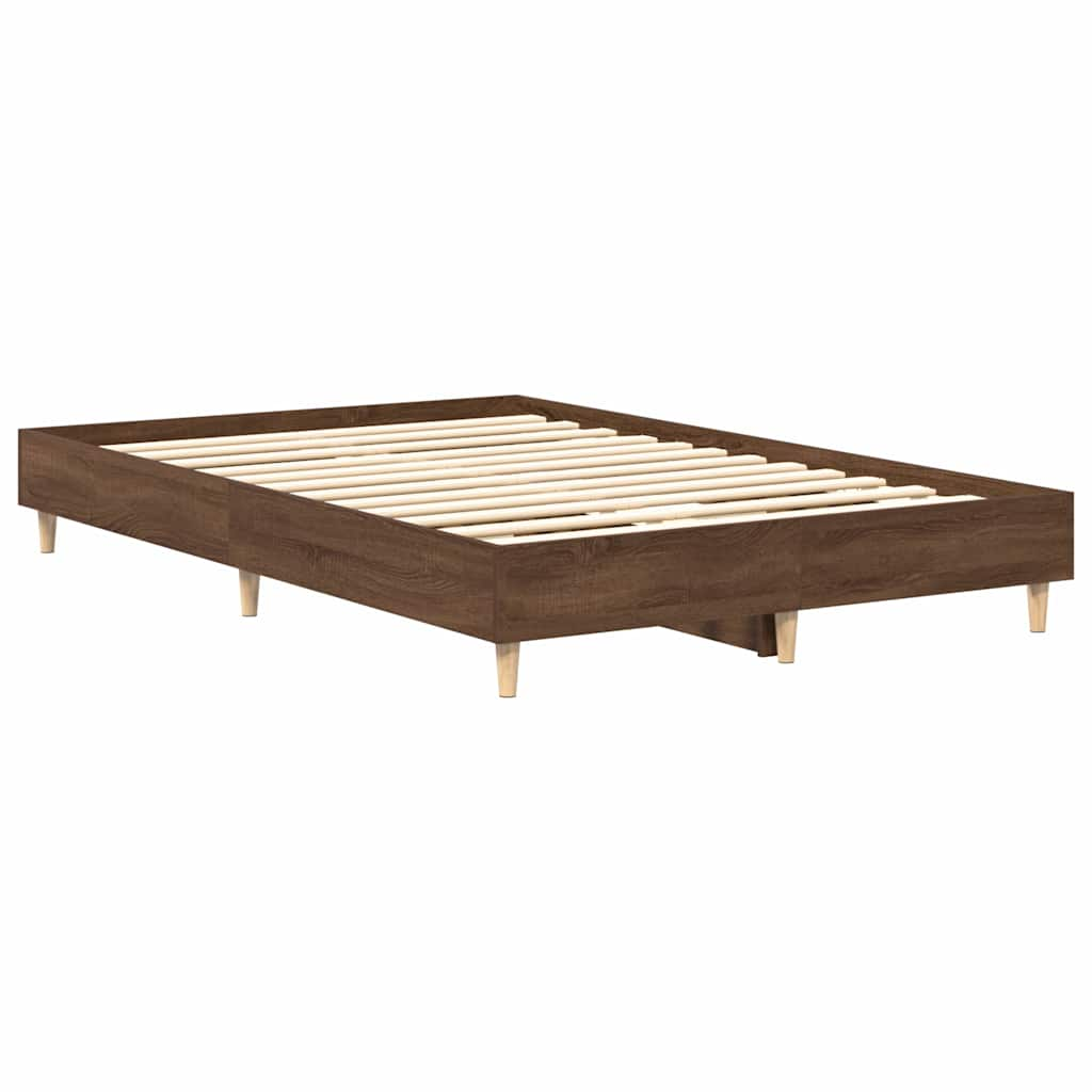 Bed frame without mattress brown oak look 140x190 cm