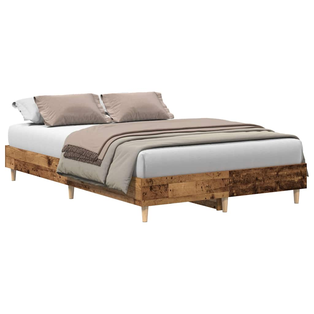 Bed frame without mattress old wood look 140x190cm wood material