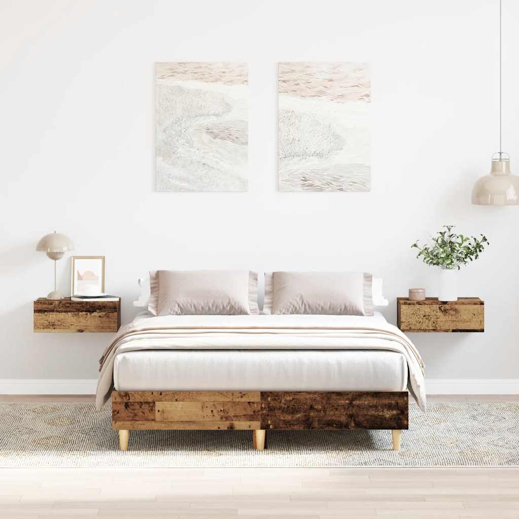 Bed frame without mattress old wood look 140x190cm wood material