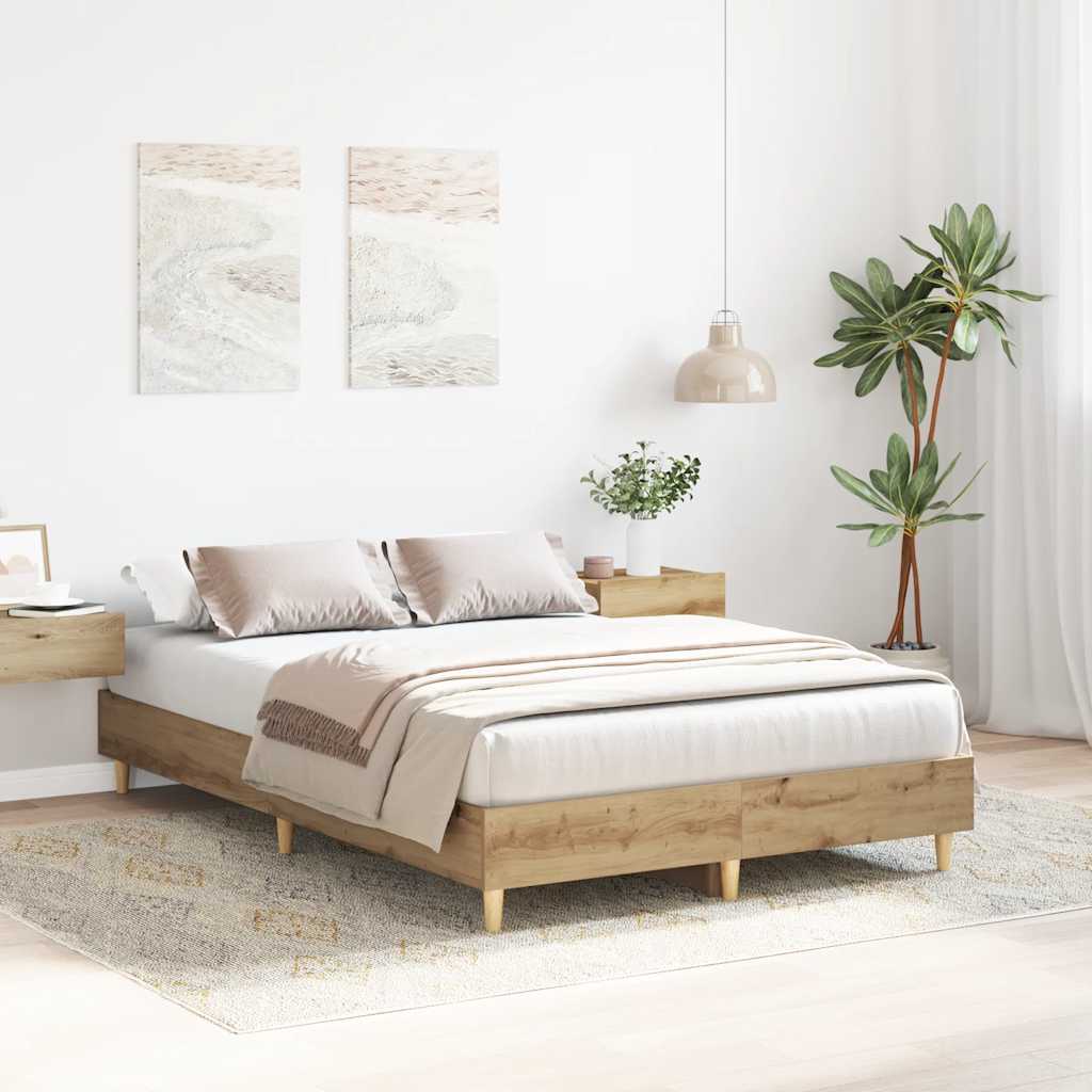 Bed frame without mattress Artisan oak 140x190cm wood material