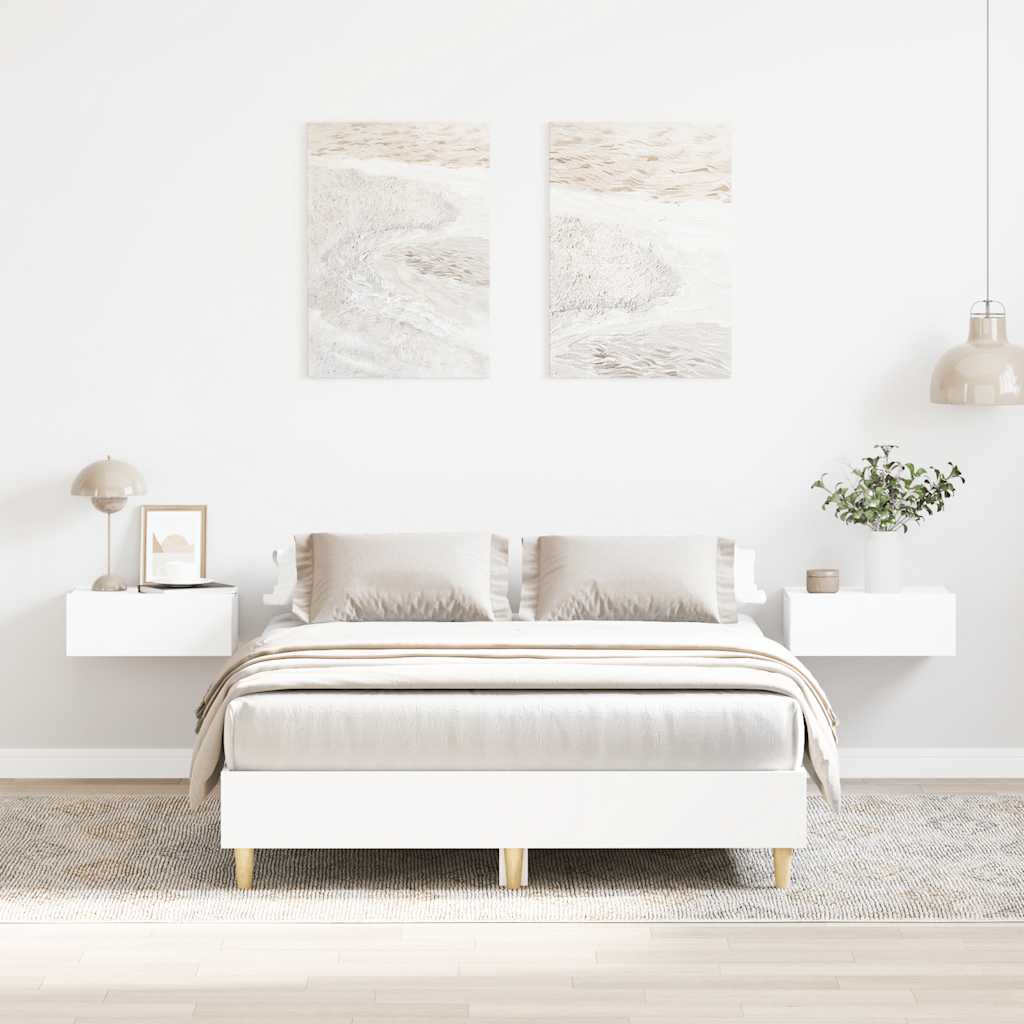 Bed frame without mattress white 135x190 cm wood material