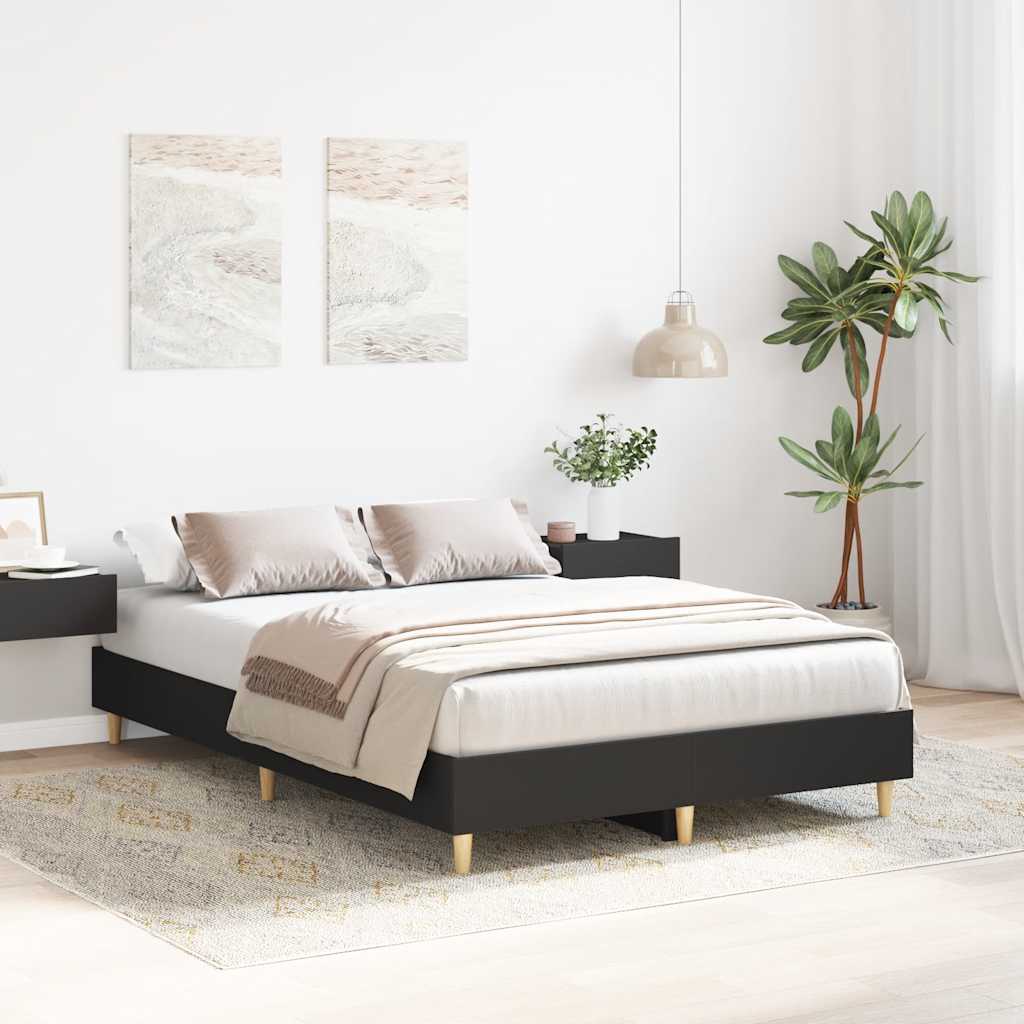 Bed frame without mattress Black 135x190 cm wood material