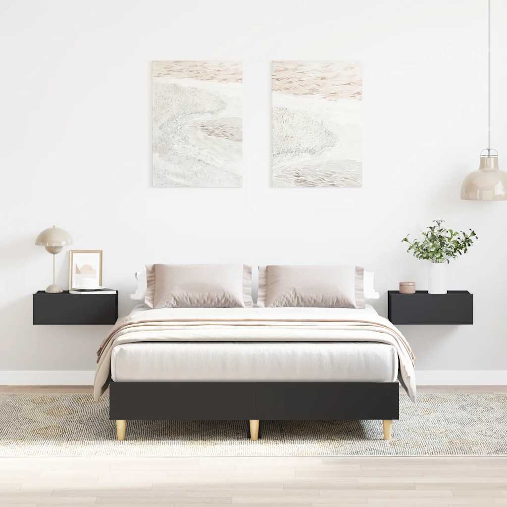 Bed frame without mattress Black 135x190 cm wood material