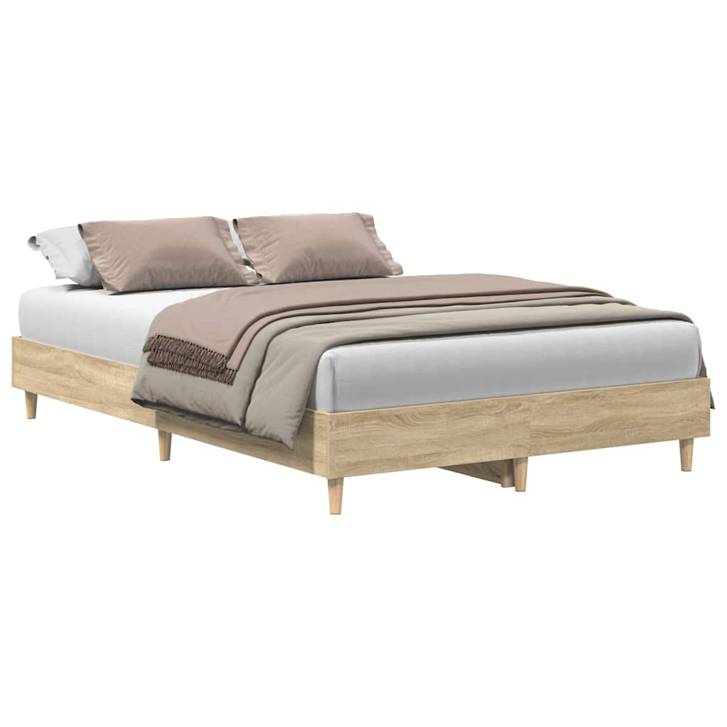 Bed frame without mattress Sonoma oak 135x190 cm wood material