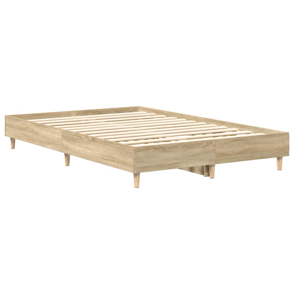 Bed frame without mattress Sonoma oak 135x190 cm wood material