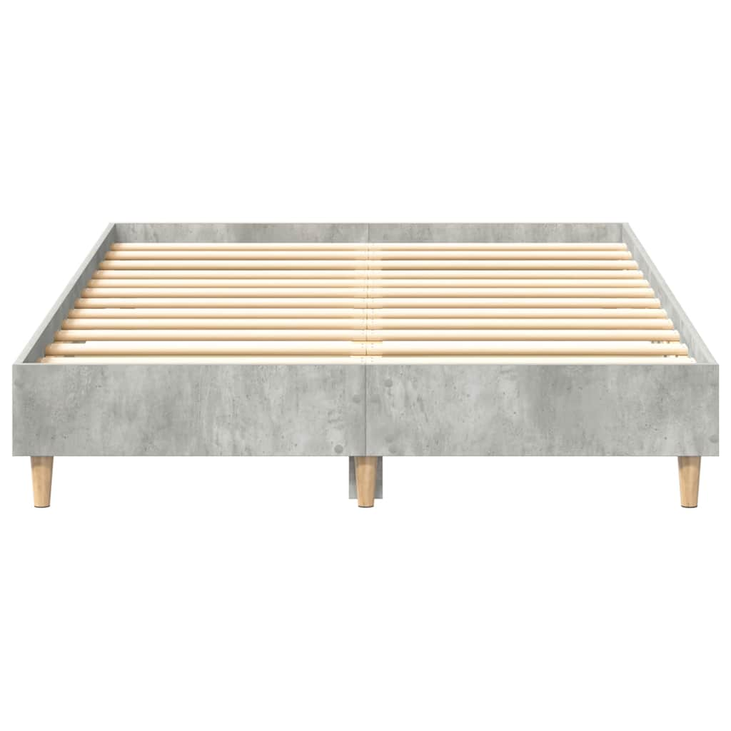 Bed frame without mattress concrete grey 135x190 cm wood material