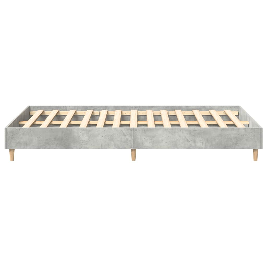 Bed frame without mattress concrete grey 135x190 cm wood material