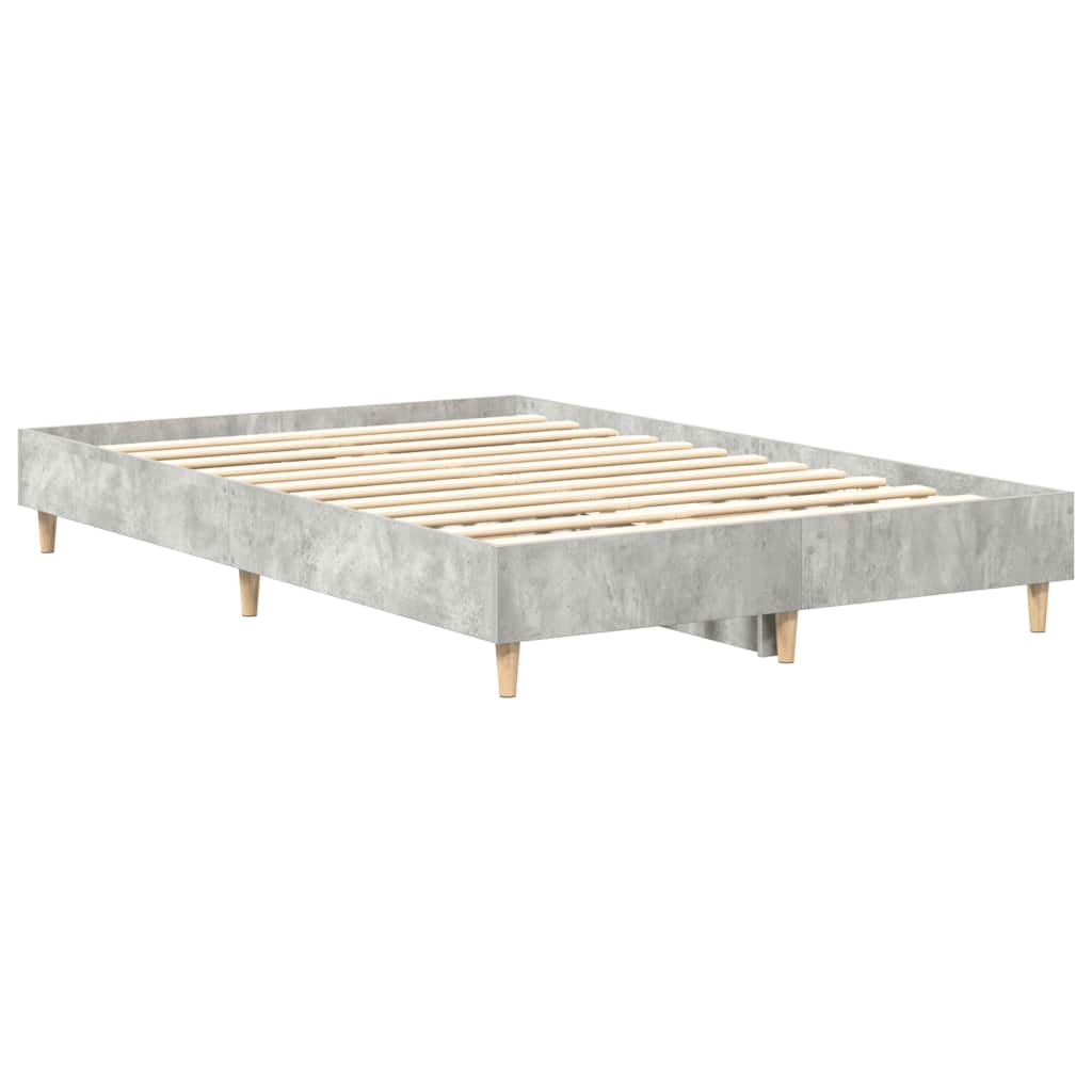 Bed frame without mattress concrete grey 135x190 cm wood material