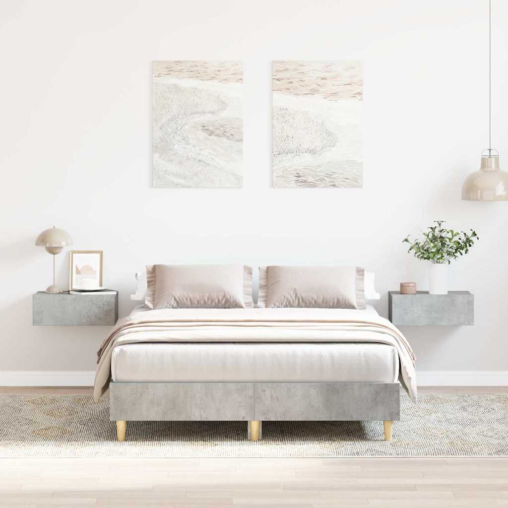 Bed frame without mattress concrete grey 135x190 cm wood material