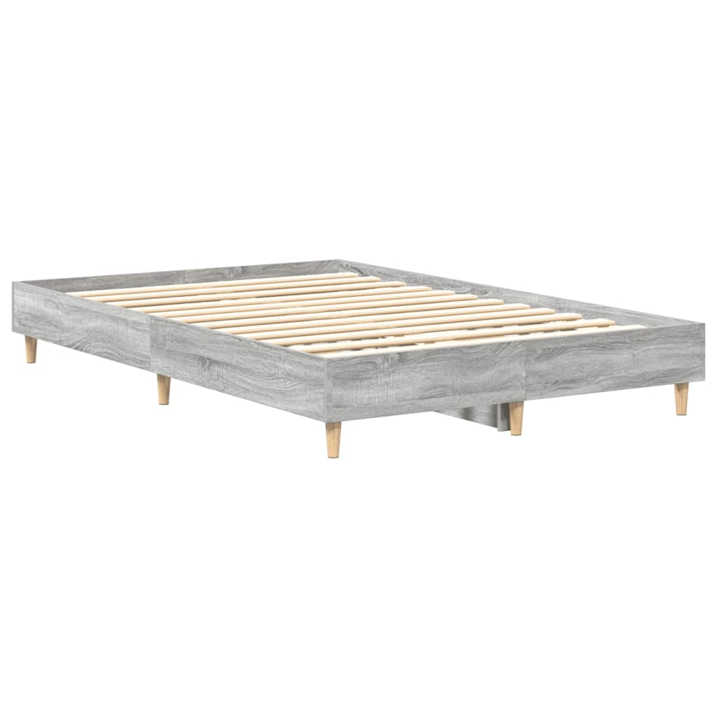 Bettgestell ohne Matratze Grau Sonoma 135x190 cm Holzwerkstoff