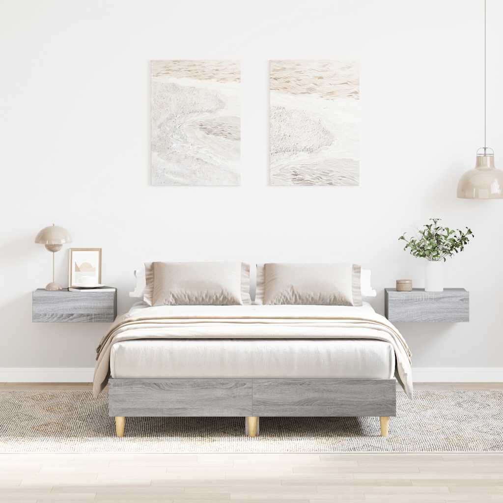 Bed frame without mattress Grey Sonoma 135x190 cm wood material