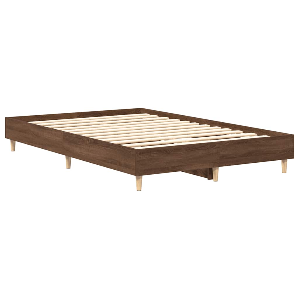 Bed frame without mattress brown oak look 135x190 cm