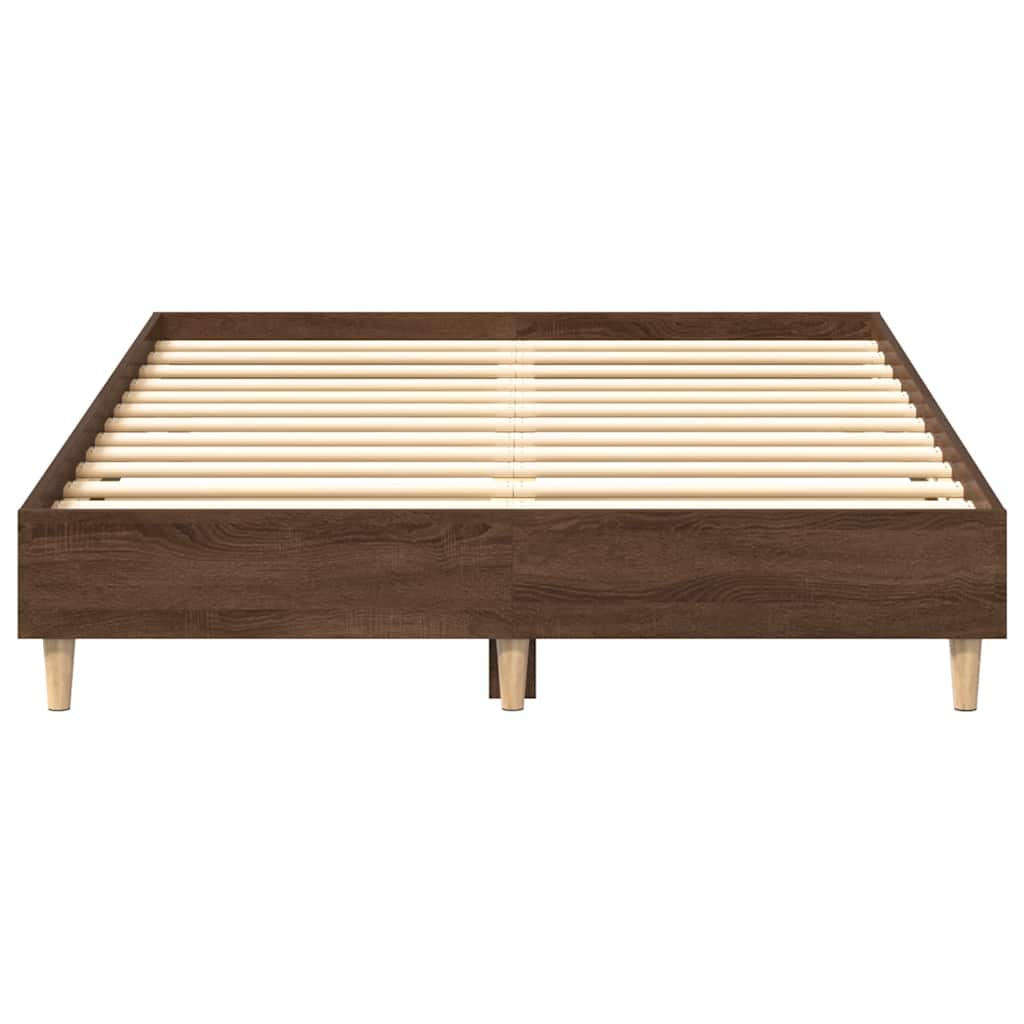 Bed frame without mattress brown oak look 135x190 cm