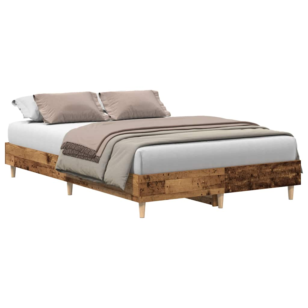 Bed frame without mattress old wood look 135x190cm wood material