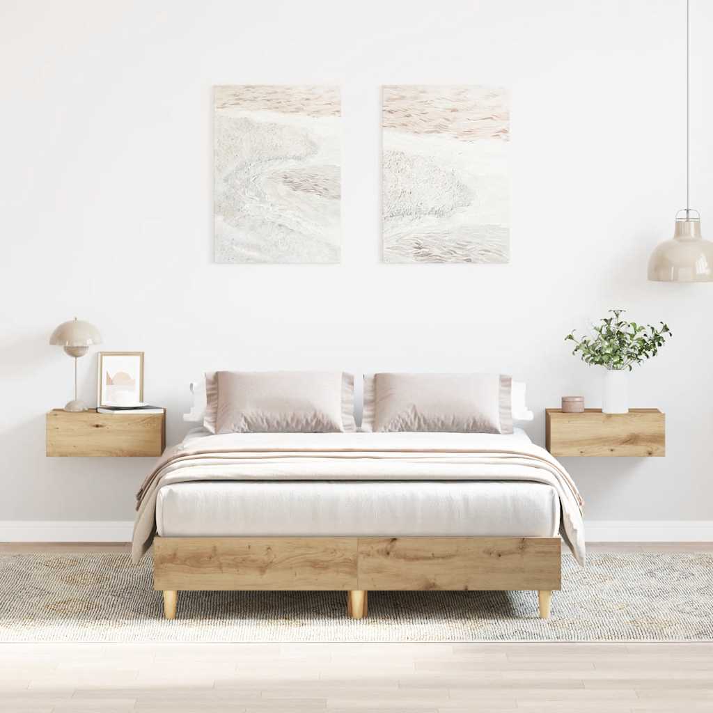 Bed frame without mattress Artisan oak 135x190cm wood material