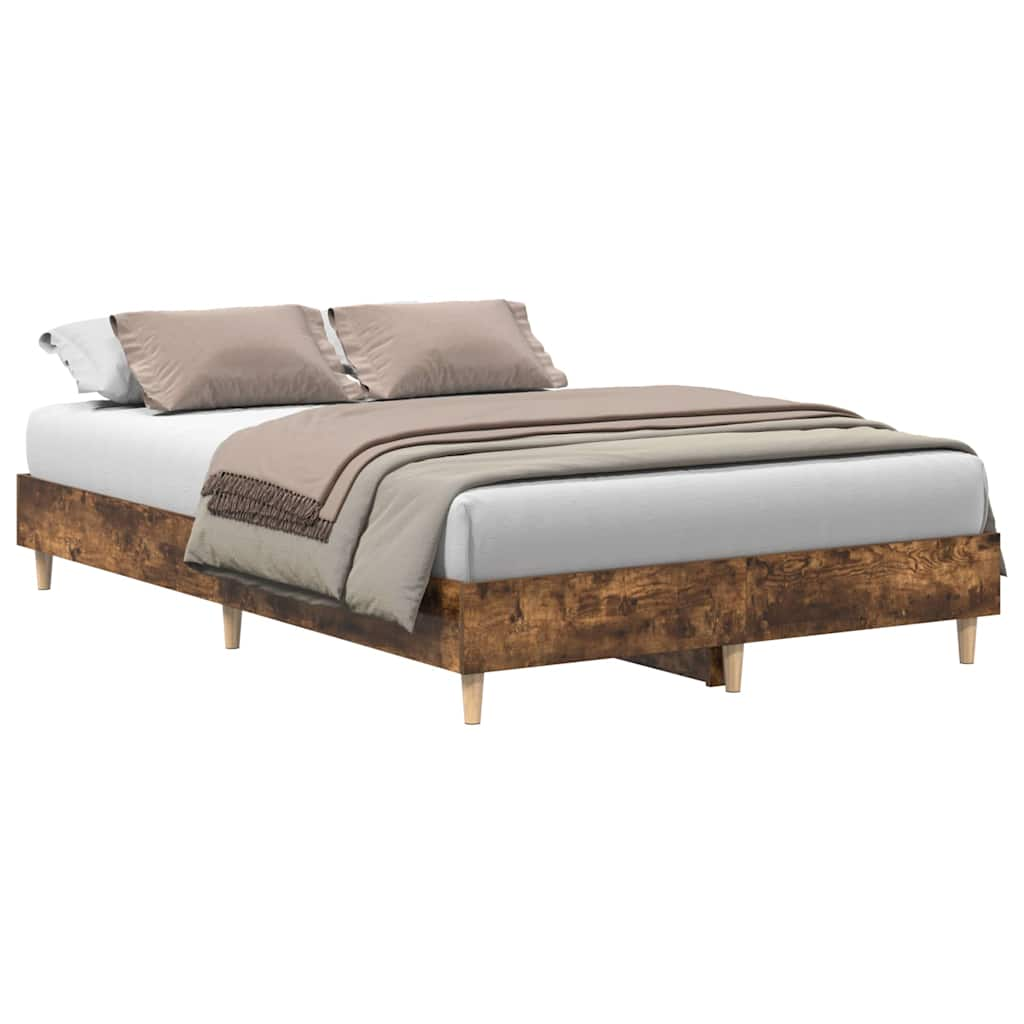 Bed frame without mattress smoked oak 120x190 cm wood material