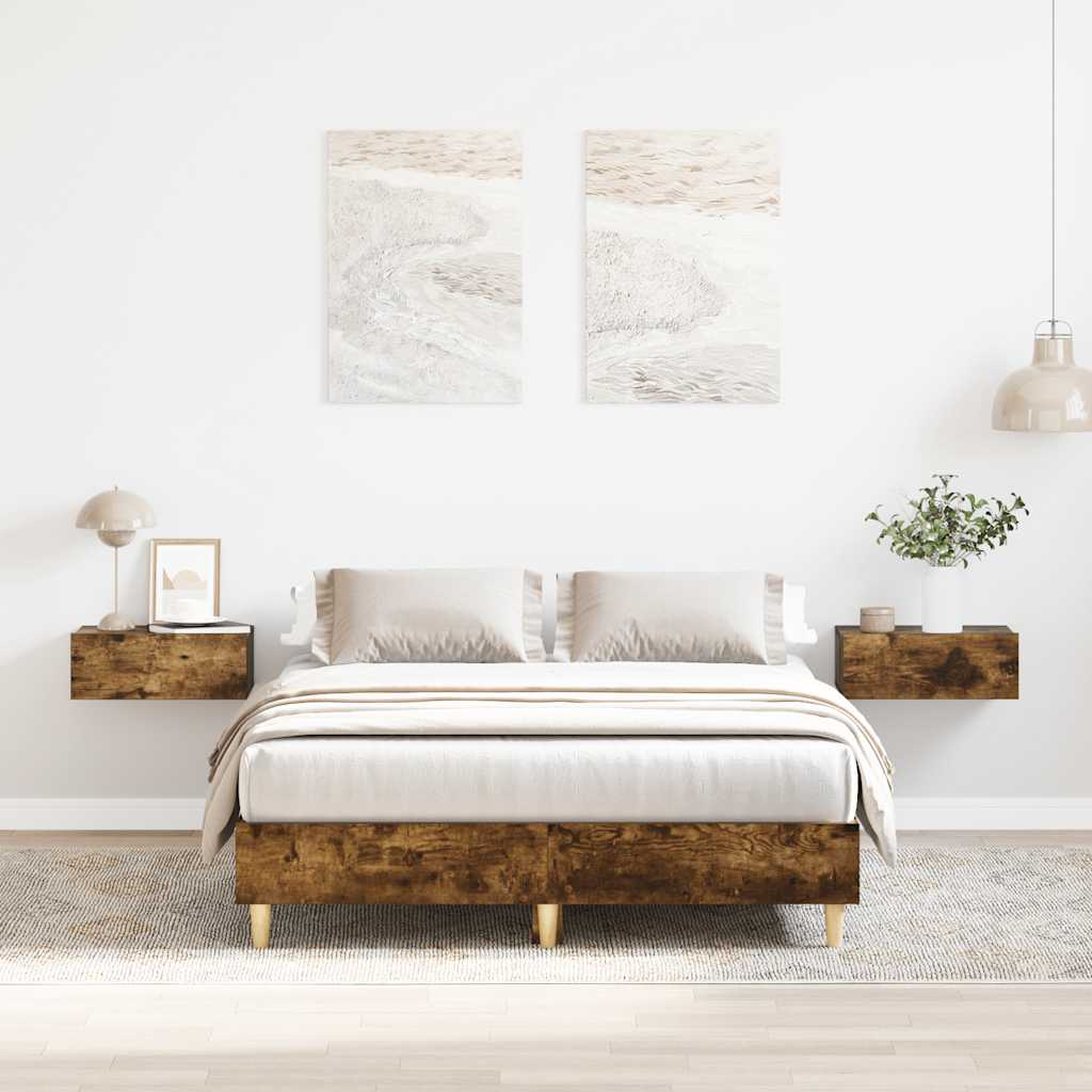 Bed frame without mattress smoked oak 120x190 cm wood material